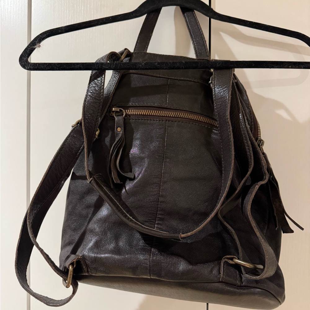 Tano Stylish Brown Leather Backpack - Picture 16 of 16